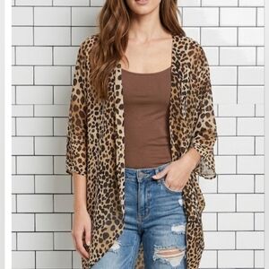 Red Lolly animal print kimono cover up